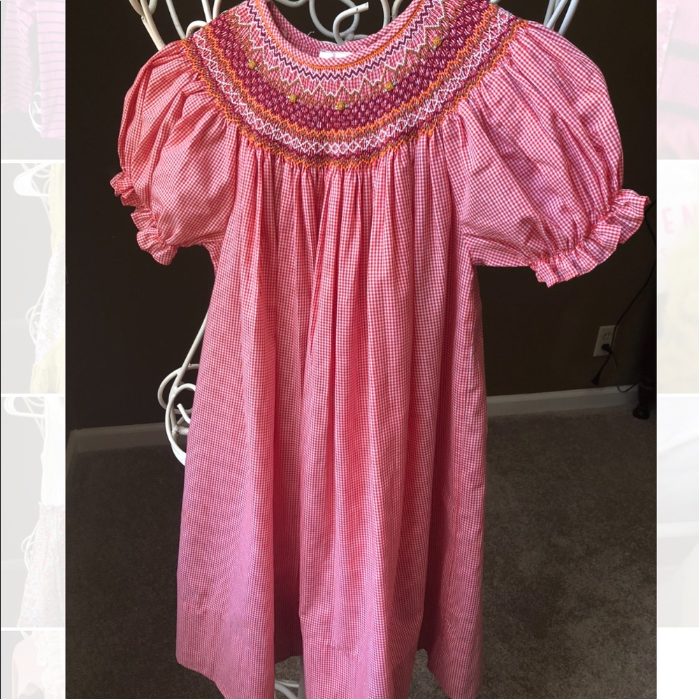 Rosalina girls fall smocked dress orange